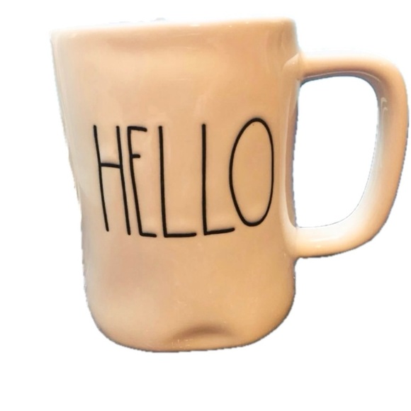 Rae Dunn Hello Mug NWT Coffee Tea ceramic blue white black - Picture 1 of 6